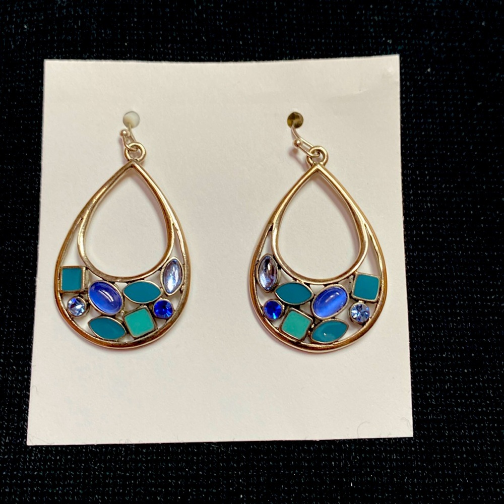 Silver earrings with blue stones
